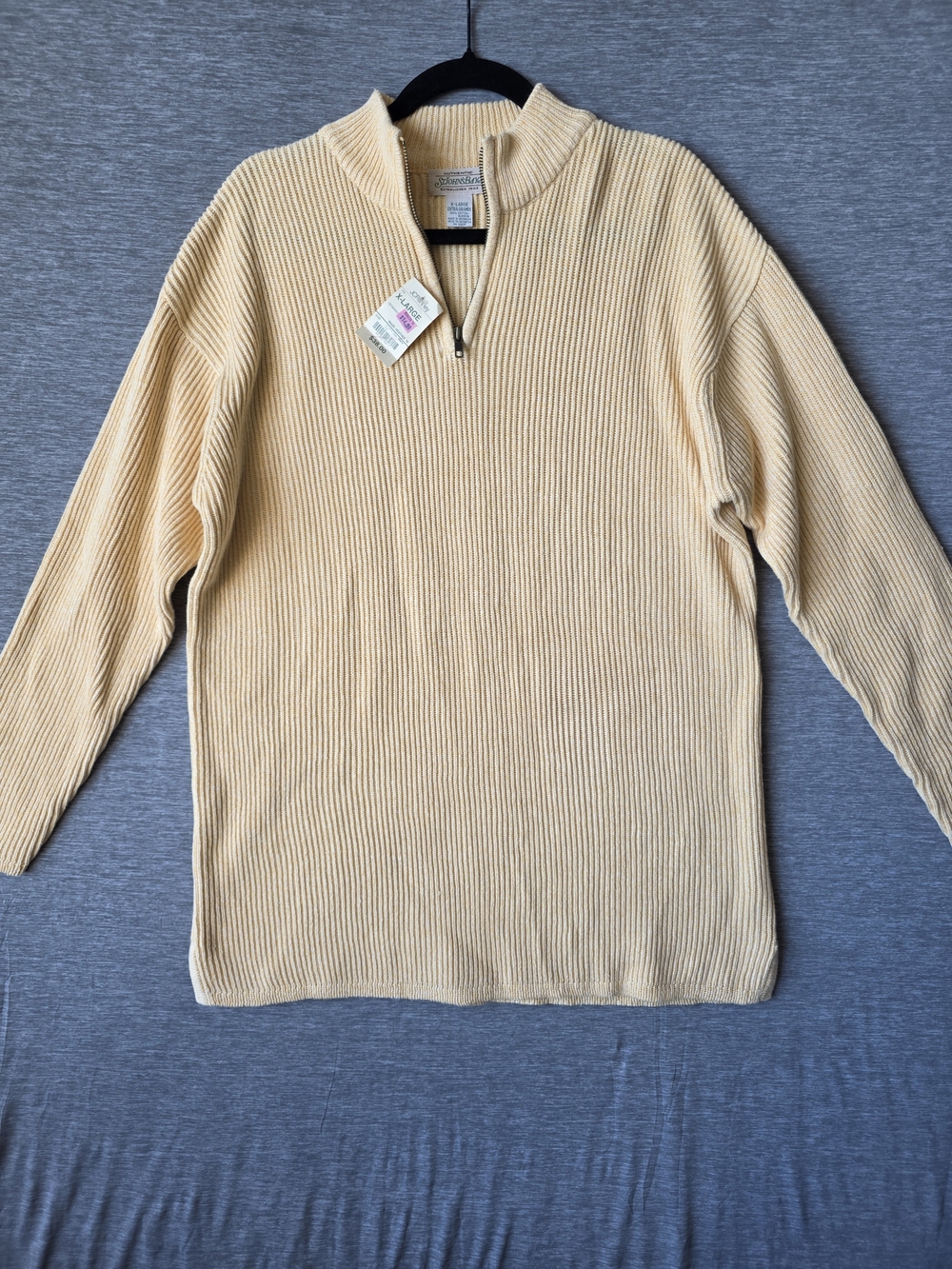 VTG St. John's Bay Men’s Ribbed Quarter-Zip Sweater - Light Cream